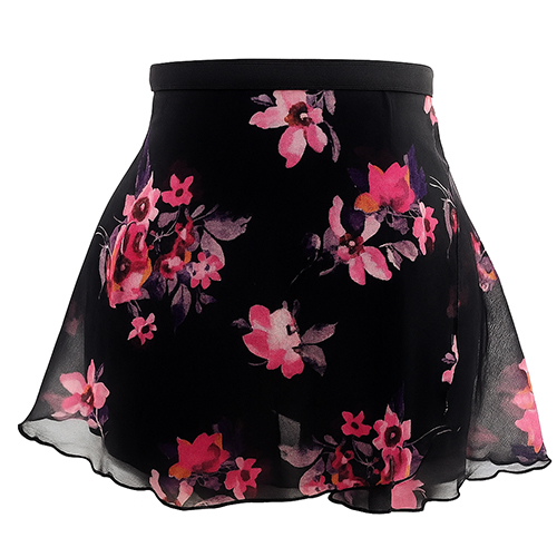 4491BF Ladies 12" Black Floral Chiffon Wrap - Click Image to Close